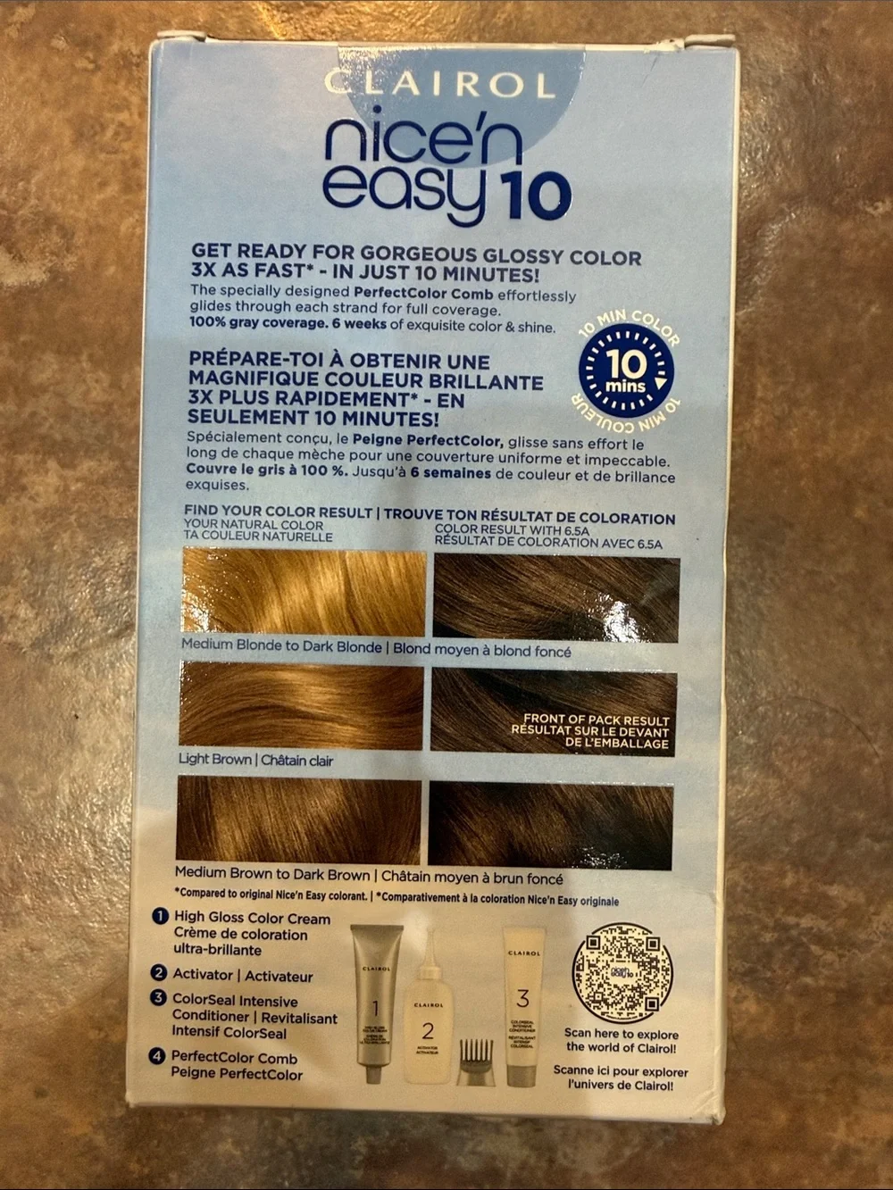New Clairol Nice’n Easy 10 Gray Coverage Lightest Cool Brown 6.5A Hair Color Dye